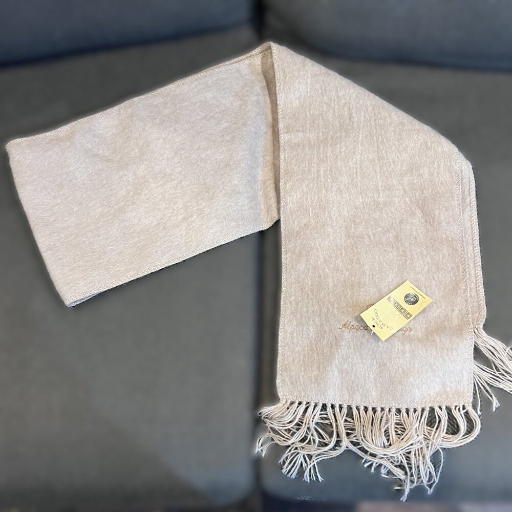 ALPACA CAMARGO NEW with tags Scarf Beige Tan 66 " X 9.5 " UNISEX Solid Neutral
